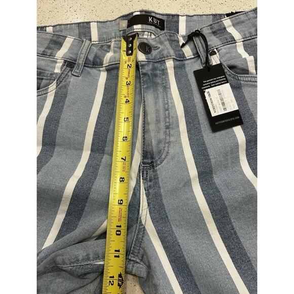 NWT KUT Size 12 Women’s Connie High Rise Ankle Skinny Striped Jeans Raw Hem - Picture 6 of 12